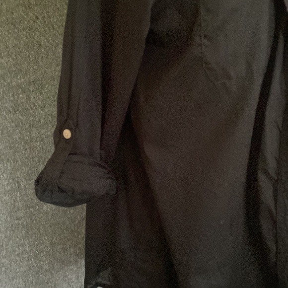 Classic Black Button Down Shirt Sheer Size L - Picture 3 of 10